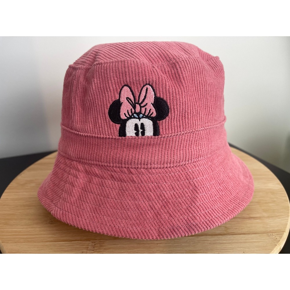 00420 - Disney Minnie Mouse Mauve/Pink‎ Corduroy Bucket Hat Kids S/M Embroidered